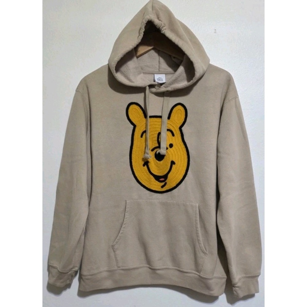 Disney‎ Winnie The Pooh Hoodie Sweatshirt Adult XL Tan Pullover Embroidered EUC